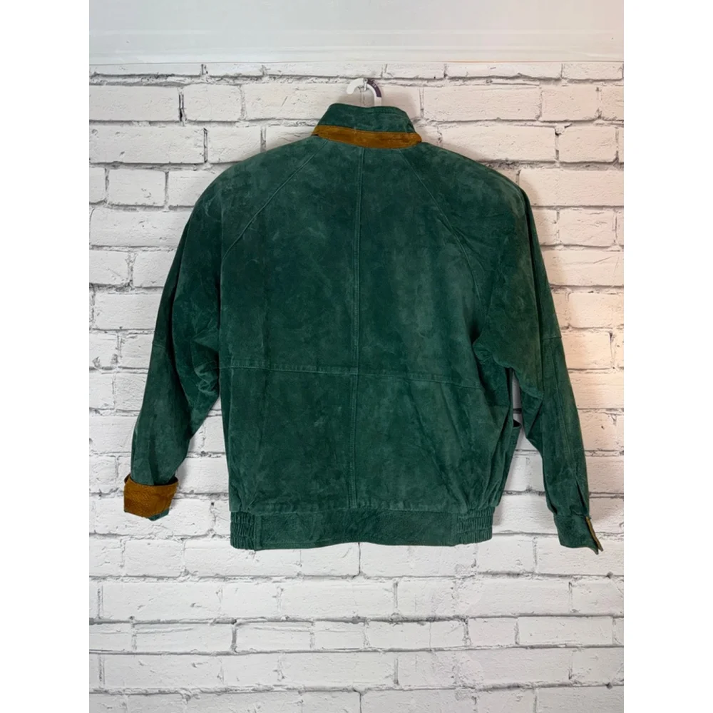Women's G4000 Suede Leather Jacket VINTAGE Green Boho Southwest size Large 1980s